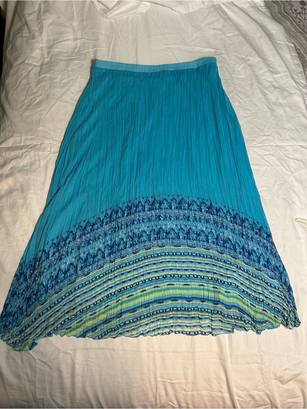 Cato Light Blue Maxi Skirt with Patterned Hem